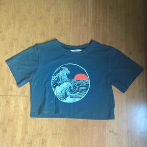 Cropped grey ocean shirt